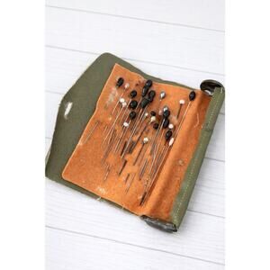 Vintage Hat Pins Lot – Pearl & Bead Hat Pins in So Sew Soldier Sewing Kit Holder